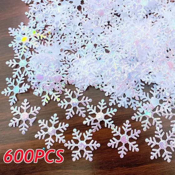 300/600pcs 3cm Flocos De Neve De Natal Confetti Xmas Tree Ornamentos Decorações Para Decoração De Bolo Festa De Inverno