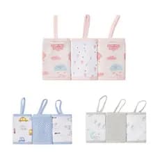 PANINHO DE BOCA BEBÊ COM PRENDEDOR DE CHUPETA - BABETE ESTAMPADO PAPI MALHAS- KIT C/ 3 UN- PAPI