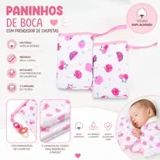 PANINHO DE BOCA SOFT CARICIAS COM PRENDEDOR DE CHUPETA KIT COM 2UN *ESTAMPAS SORTIDAS*