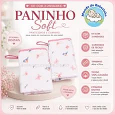 PANINHO DE BOCA BABETE SOFT DIGITAL MUITO MINO KIT COM 2 UN 3 CAMADAS DE TECIDO