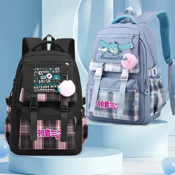Mochila escolar de desenho animado Hatsune Miku Mochila Anime japonês bidimensional estudante Campus mochila de grande capacidade