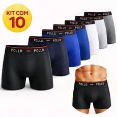 Kit 10 Cueca  Boxer Box Adulto Masculino Pollo Conforto Poliamida