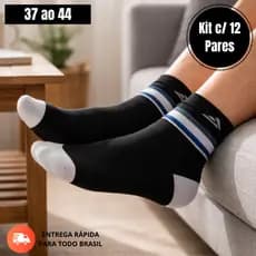 Meias Masculina Kit 12 Pares Cano Médio Adulto