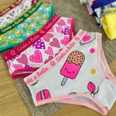 Kit 6 Calcinha Infantil Criança Algodão Cós Elástico Personalizado Estampada