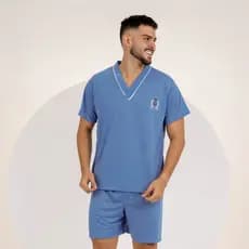 Pijama Masculino Adulto  Manga Curta Short Verão