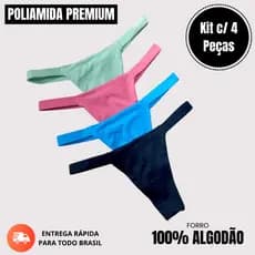 Kit 4 Calcinha Biquini Tanga Conforto Fio Duplo Alça fina