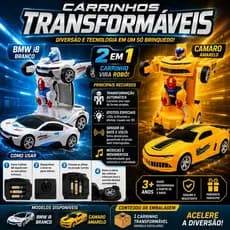 🚗🤖 CARRINHO TRANSFORMÁVEL 2 EM 1 – CARRO QUE VIRA ROBÔ! 🤖🚗