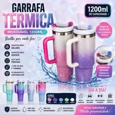 ✨🥤 GARRAFA TÉRMICA INOX 1200ML COM BRILHOS – ESTILO, LUXO E PRATICIDADE! 🥤✨