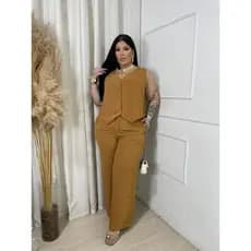RS MODAS - Conjunto Coletinho ALFAIATARIA- Plus Size Plus size  do G1 AO G4