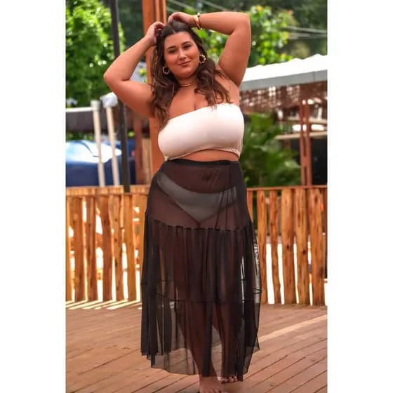 Saída de praia saia 3 marias em tule plus size
