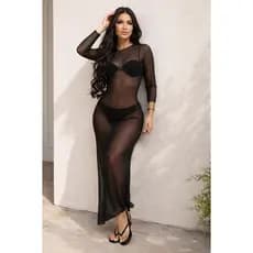 Saida De Praia Maldivas Vestido Manga Longa Em Tule Gringa