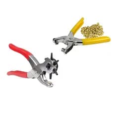 Kit Alicate Furador 6 Furos + Alicate Ilhós com 100 Ilhoses