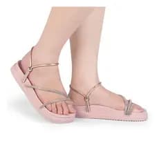 SANDALIA FENIMINA BRILHO STRASS TENDENCIA MODA ORIGINAL