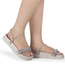 Sandália Feminina Birken com Strass Brilho Papete Blogueira Flatform Confortavel sola alta