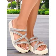 sandalía papete feminina plataforma brilho alta birken com strass lançamento ultra confortável luxo