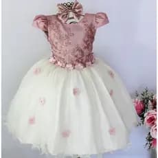 Vestido Festa Infantil Floral Luxo 4 A 12 Anos Com Tiara