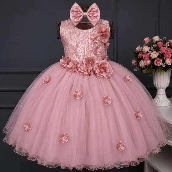 Vestido Infantil Daminha Formatura Festa Luxo e Tiara
