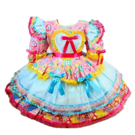 Vestido de Festa Junina Infantil Quadrilha e Laço Super Luxo