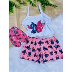 kit short doll CROPPED infantil+pantufa verao personagens blogueira