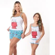 Kit Short Doll Mãe e Filha Alcinha Estampada Atacado Baby Doll Pijama Feminino Short Doll Infantil Pijama Feminino Infantil