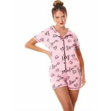 Kit 6 Pijama Short Doll Americano Botão Blogueirinha Amamentação Pós Cirurgico