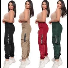 calça feminina jogger 4 bolsos cargo street blogueira unisex