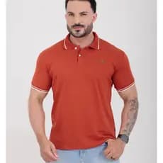 Camiseta gola polo 100% algodão com punho e bordado Slim fit