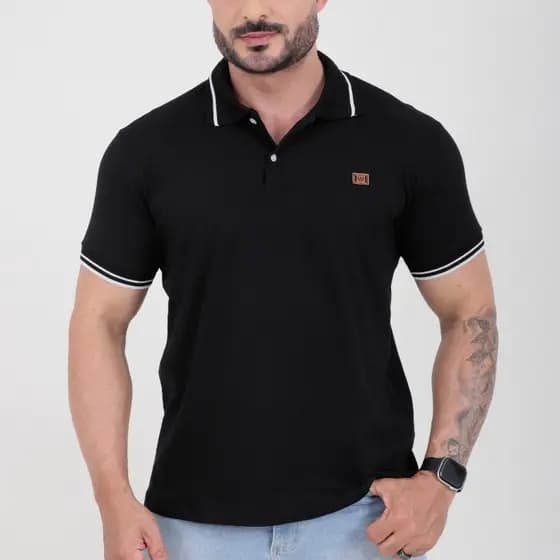 Camisa Masculina Gola Polo Básica Alta Qualidade 100% Algodão Camiseta Malha fio 30