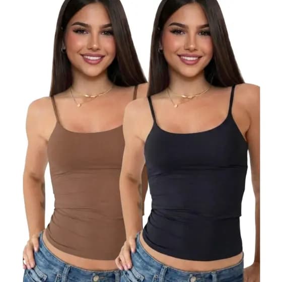 kit 2 Regata Feminina Academia Compressão Suplex Justa Moda Feminina