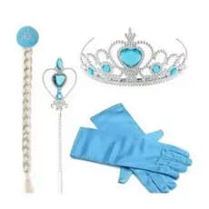 Kit Frozen Elsa Com Varinha, Coroa, Luva e Trança / Tiara Wandinha com trança/