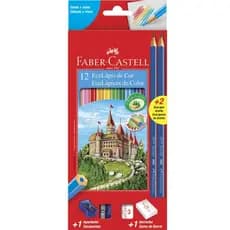 Lápis de Cor EcoLápis 12 Cores, Kit com Apontador, Borrachae2 EcoLápis Grafite Faber-Castell CX 1 UN