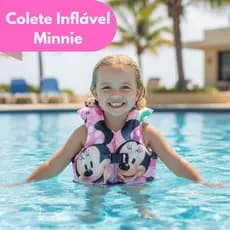 Colete Boia Inflavel Minnie Infantil Praia Piscina Verão