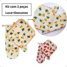 Kit Luva Térmica + Descanso de Panela para Forno Fogão Cozinha Quente Universal Alta Temperatura