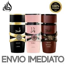 Perfume Asad Bourbon Marron Yara Rosa Eau preto Lattafa Arabe 100ml Original Alta Fixação Selo de Autenticação