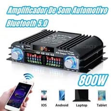 Amplificador De Som Digital Wi-Fi , 12V , 1600W , 4 Canais , Áudio , Rádio FM , Bluetooth 5.0 , Karaokê , Suporte Para C