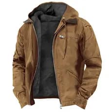 Jaqueta Masculina De Sarja Com Capuz , Forro De Pelúcia , Top Para Clima Frio