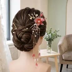 Conjunto De Grampo De Cabelo Hanfu Artificial Flor De Jade Pente De Borla Acessórios Para Coque De Casamento