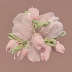 Grande Elástico De Malha De Tulipa Rosa 3D Floral Laço De Cabelo Para Mulheres Festa De Casamento De Verão