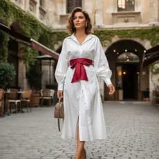 Vestido Feminino Com Laço E Decoração De Cintura Cinto Largo Para Festa , Escritório , Uso Diário