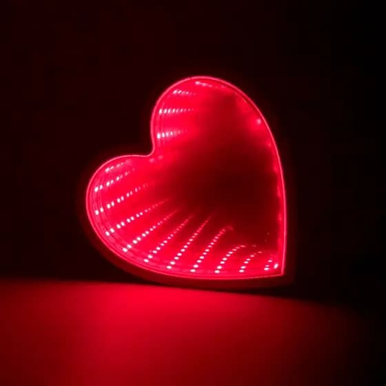 Luminaria led infinito coração vermelho decoração namorados festa efeito 3d tunel