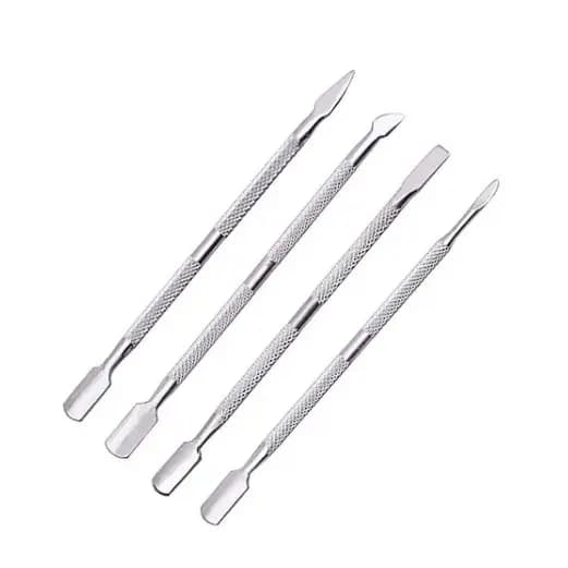 Kit 4 Espatula Para Unhas Inox Manicure Cutícula Pé Mão
