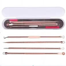 Kit 4 de Ferramentas de Beleza Extrator de Acne Removedor de Cravo Espinha Aço Inoxidável