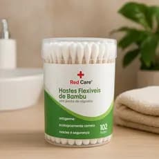 Hastes Flexíveis de Bambu 102 Unidades Red Care Biodegradável Algodão e Antigerme
