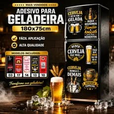 Adesivo Porta de Geladeira Envelopamento Personalizada 180x75cm Cerveja Bebidas Freezer