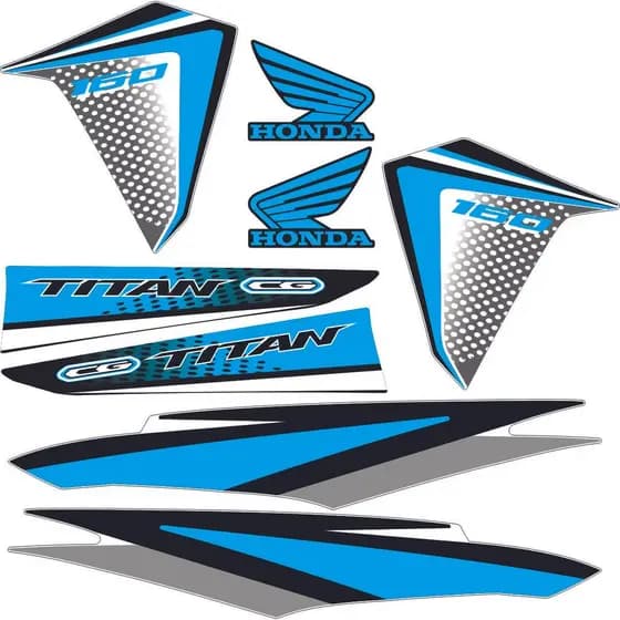 Kit Adesivo Honda Titan 160 - Design Moderno Azul Celeste