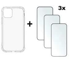 Kit 4em1 Capa TPU + 3 Películas Vidro Temperado 3D Proteção iPhone X XS 11 12 13 14 15 16 Pro Max