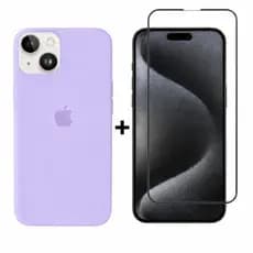 Kit 2em1 Case Silicone Colorida Para iPhone XR 11 12 13 14 15 16 + Película Vidro 3D Temperado - Kit Premium