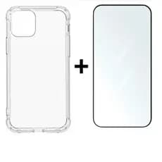 Kit 2 em 1 Capa TPU + Película Vidro Temperado 3D Proteção Tela iPhone X XS 11 12 13 14 15 16 Pro Max
