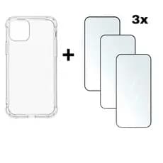 Kit 4em1 Capa Space + 3X Película de Vidro Temperado 3D Para iPhone X XS 11 12 13 14 15 16 17 Pro Max