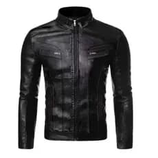 Jaqueta de couro masculina preta promoção pronta entrega